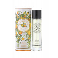 Load image into Gallery viewer, Glass spray bottle of Provence EAU with cylindrical packaging with orange branches
